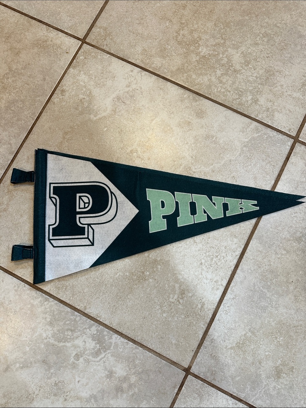 Pink Victoria's Secret Large Felt Store Display Pennant Flag Dog green
